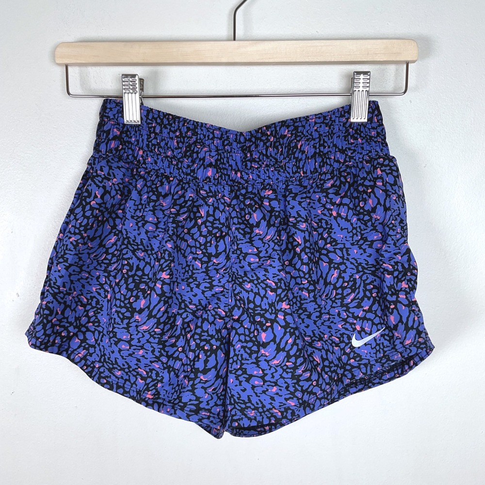 Nike Training Shorts Womens XS Purple Pink Black Leopard Print Dri-Fit